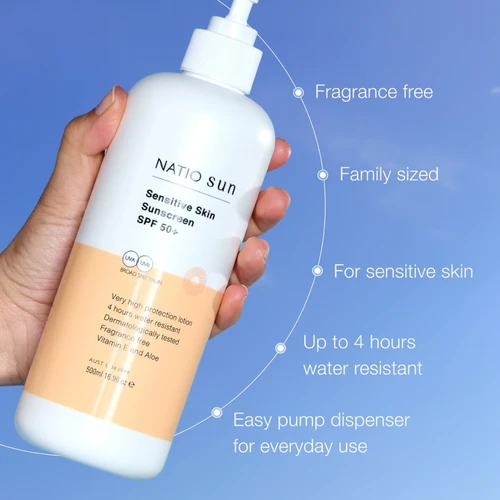 Natio Sun Sensitive Skin Sunscreen SPF 50+ 500mL
