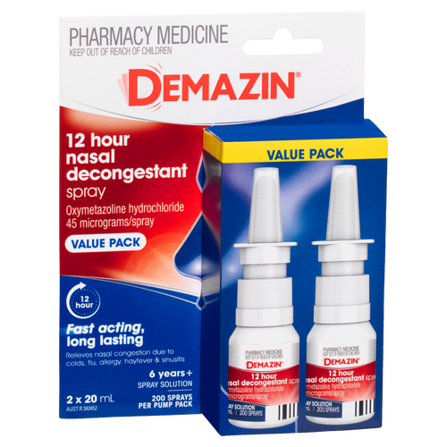 Demazin 12 Hour Nasal Decongestant Spray Value Pack 2 X 20mL