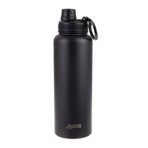 Oasis Stainless Steel Sports Bottle Challenger Black 1.1 Litre