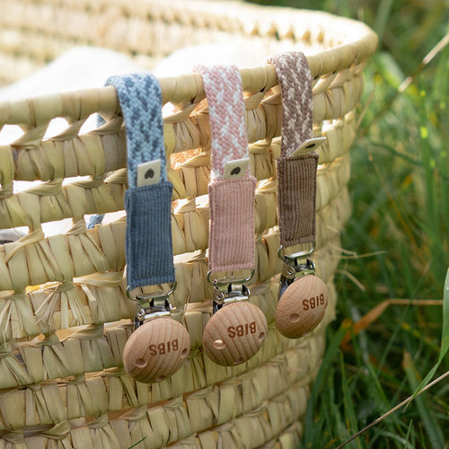 Bibs Pacifier Clip Blush and Ivory Single