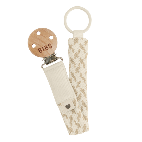 BIBS Pacifier Clip Ivory and Vanilla Single