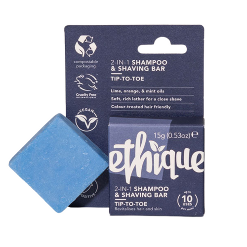 Ethique Tip-to-Toe 2 in 1 Solid Shampoo and Shaving Mini Bar Single