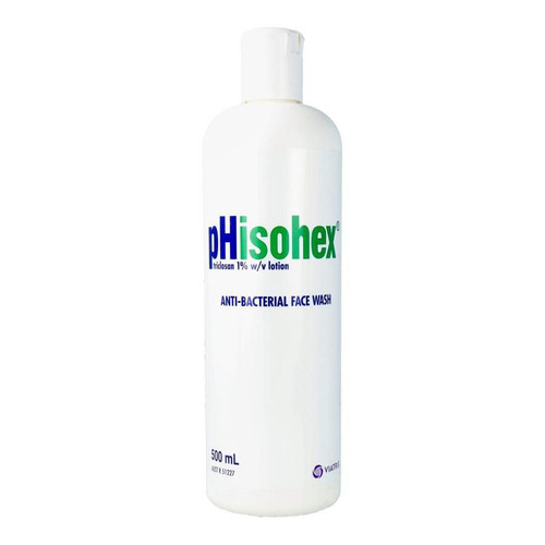 pHisohex triclosan 1% w/v lotion Anti-Bacterial Face Wash 500mL front of bottle