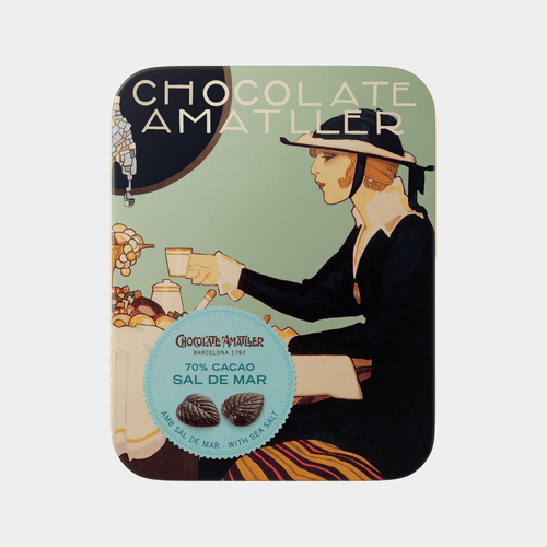 Chocolate Amatller Barcelona Chocolate 70% Sea Salt Leaves Tin 60g