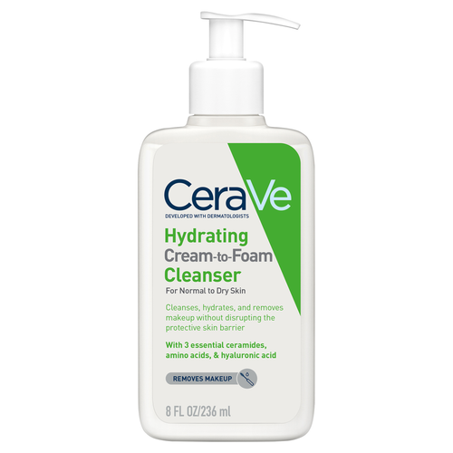 Front of CeraVe Hydrating Cream To Foam Cleanser 236ml