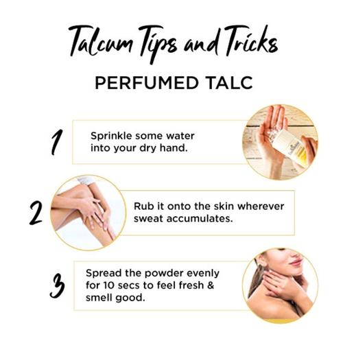 Enchanteur Romantic Perfumed Talc Rose Jasmine Body Powder 200g application guide