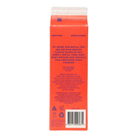 Nudy Rudy Berrylicious Hand & Body Wash Refill 1L