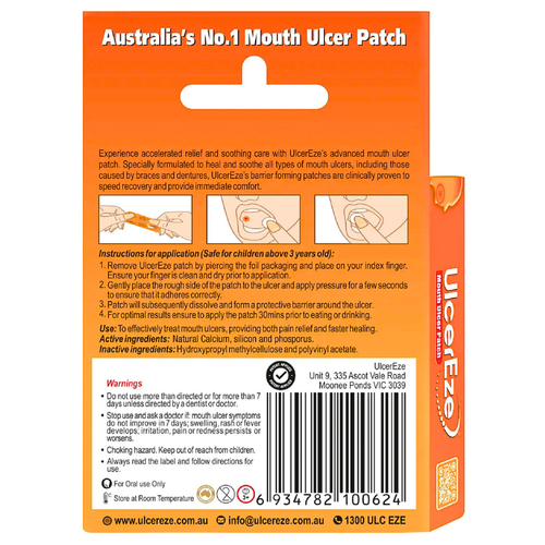 UlcerEze Mouth Ulcer Patch 6pack back view