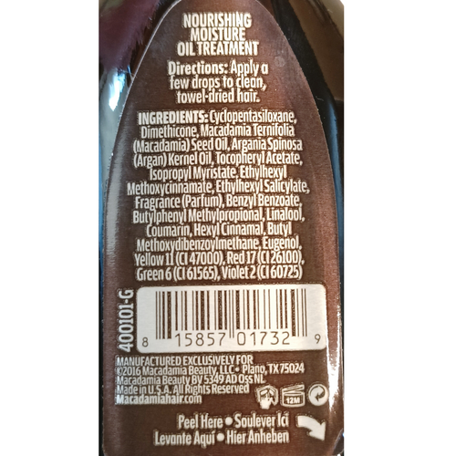 Macademia Professional Nourishing Moisture Oil Treatment ingredients list