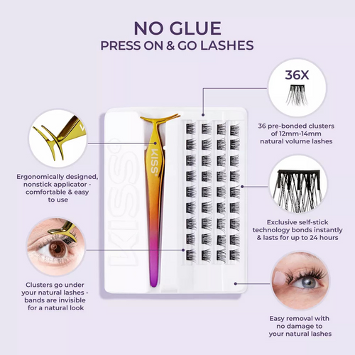 KISS imPRESS Self Adhesive Eyelashes Natural Lash Clusters 20Pack