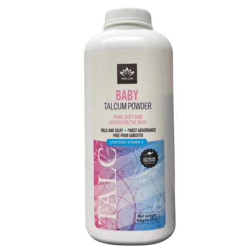 Nelum Baby Talcum Powder Contains Vitamin E back side of the product