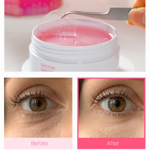 GASTON Shooting Star Season 2 Aurora Pink Hydrogel Eye Patches Before and After Use