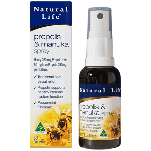 Natural Life Propolis And Manuka Honey Throat Spray 30mL Natural Life Propolis And Manuka Honey Throat Spray 30mL