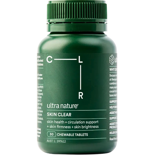 Ultra Nature Skin Clear Gluten Free 30 Chewable Tablets Ultra Nature Skin Clear Gluten Free 30 Chewable Tablets