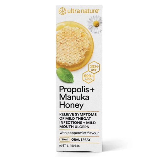 Ultra Nature Propolis & Manuka Honey Oral Spray Gluten Free 30mL