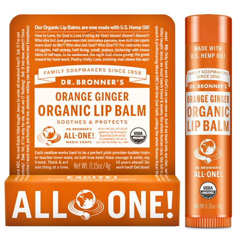 Dr Bronner's Organic Lip Balm Orange Ginger 4g