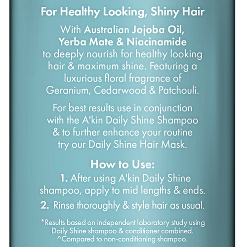 A'kin Daily Shine Conditioner back view of the packaging