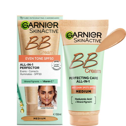 Garnier BB Cream All-In-1 Perfector Even Tone Medium SPF50 Cruelty Free 50mL