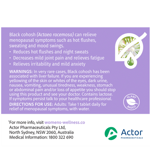 Black cohosh can relieve menopausal symptoms such as hot flushes, sweating and mood swings.