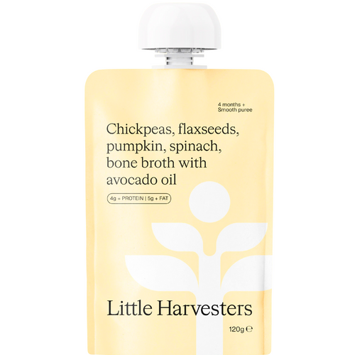 Little Harvesters Puree Pouch Chickpeas Flax & Pumpkin 120g Little Harvesters Puree Pouch Chickpeas Flax & Pumpkin 120g