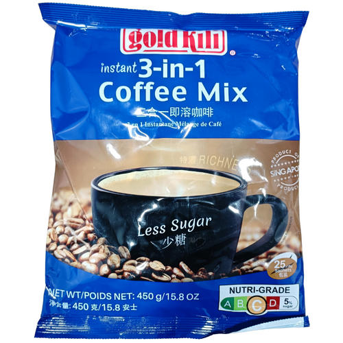 Gold Kili Instant 3-in-1 Coffee Mix Less Sugar 18g x 25 Sachets