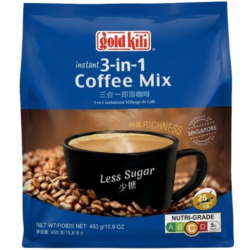 Gold Kili Instant 3-in-1 Coffee Mix Less Sugar 18g x 25 Sachets