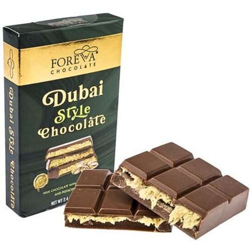 Foreva Chocolate Dubai Style Milk Chocolate with Crispy Kadaifi and Pistachio Filling 70g Block