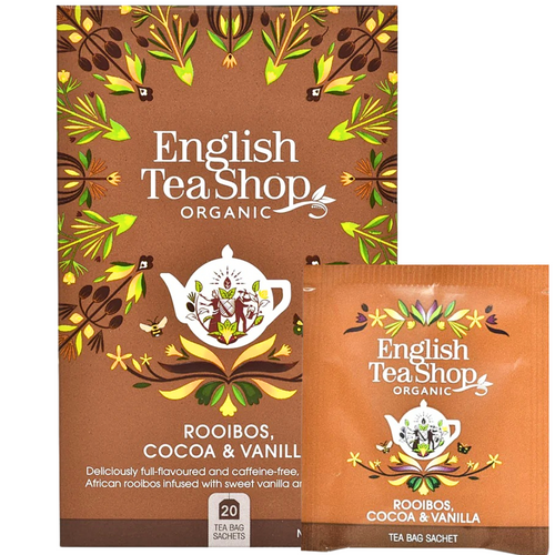 English Tea Shop Organic Rooibos Cocoa And Vanilla Tea 20 Sachets English Tea Shop Organic Rooibos Cocoa And Vanilla Tea 20 Sachets