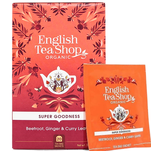English Tea Shop Organic Super Goodness Beetroot Ginger And Curry Leaves Tea 20 Sachets