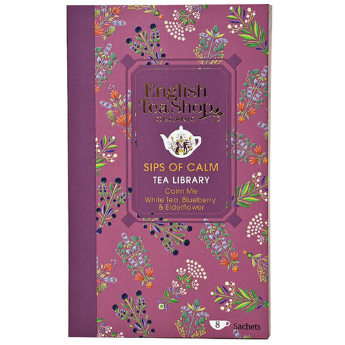 8 Tea Bag Sachets 2 different flavours Flavours include Calm Me, White Tea, Blueberry & Elderflower 8 Tea Bag Sachets 2 different flavours Flavours include Calm Me, White Tea, Blueberry & Elderflower