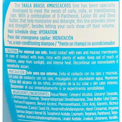 Skala Brasil Mais Cachos 2 in 1 Hair Treatment Cream and Leave-in For All Types of Curls back view of the image