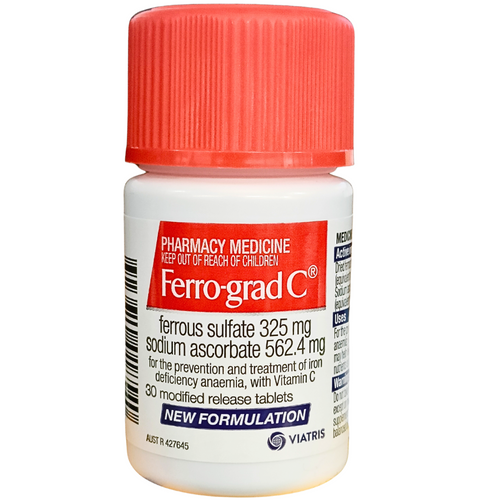 Ferro-Grad C Prevention and Treatment of Iron Deficiency Anaemia With Vitamin C 30 Tablets