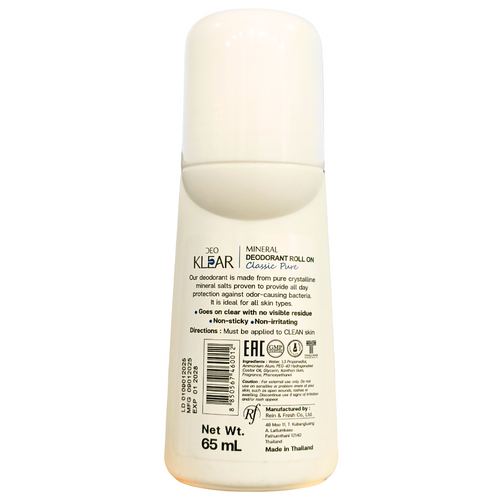 Deo Klear Mineral Deodorant Roll On Classic Pure Paraben Free  65mL