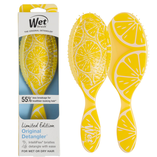 Front and Back of Wet Brush Limited Edition Tutti Fruitti Original Detangler Lemon