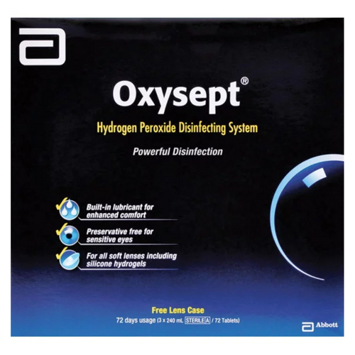 Oxysept Hydrogen Peroxide Disinfecting System 240ml x 3 + 72 Tablets