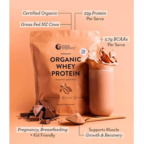 Nutra Organics Whey Protein Gluten Free Supports Muscle Recovery & Growth
