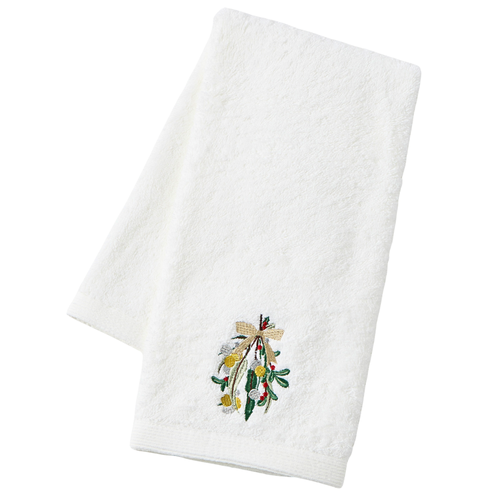 Pilbeam Living Hand Towel Holiday Season Collection Mistletoe Sprig With Bow Pilbeam Living Hand Towel Holiday Season Collection Mistletoe Sprig With Bow