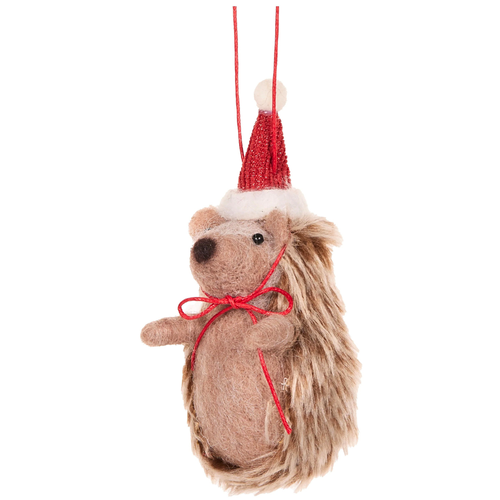 Holly And Ivy Baubles Wool Echidna With Santa Hat