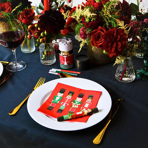 Image of Dining Table set with Talking Tables Christmas Nutcracker Mini Saucer Cracker