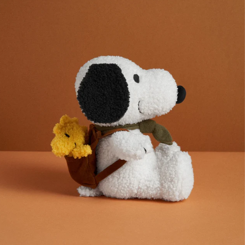 Peanuts Collection Snoopy Sitting with Woodstock in Backpack 20cm