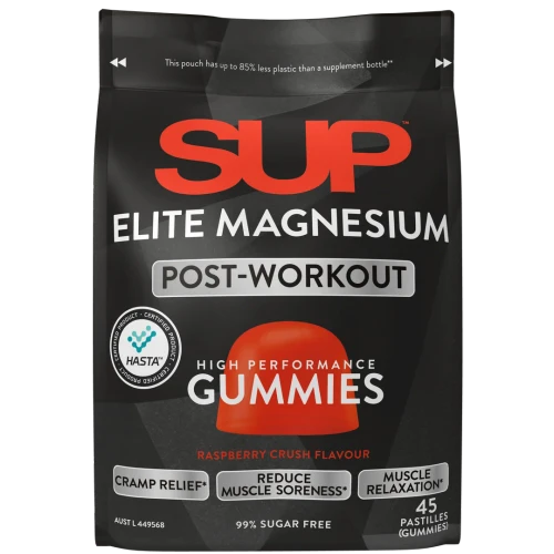 SUP Elite Magnesium Post-Workout High Performance Gummies Raspberry Crush 45Pack