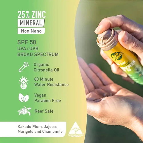 Sun Zapper Pure Zinc Anti-Mozzie Sunscreen Cream SPF50 Air Pump Tube 100g