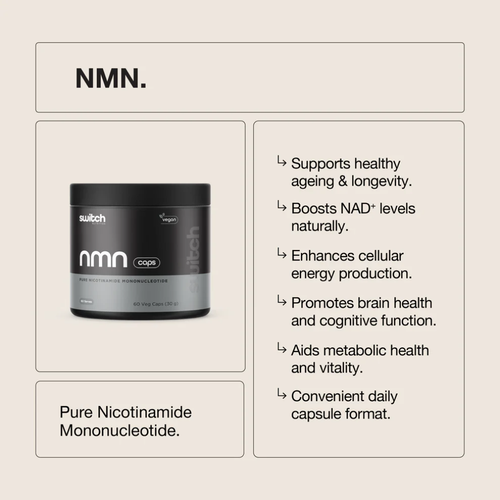 Features of Switch Nutrition NMN 60 Capsules Vegan