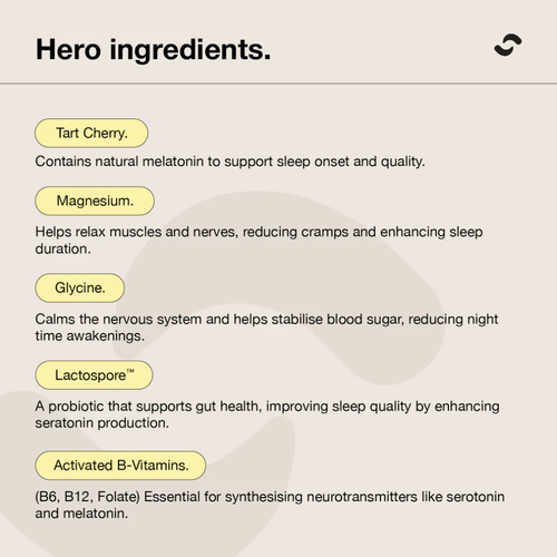 Hero Ingredients of Switch Nutrition Sleep+ Magnesium Powder Chocolate Flavour 240g