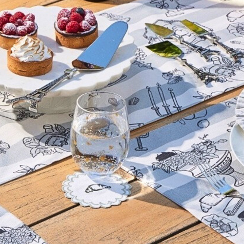 Pilbeam Living Coaster Le Bistrot Embroidered Cocktail Sage Cream