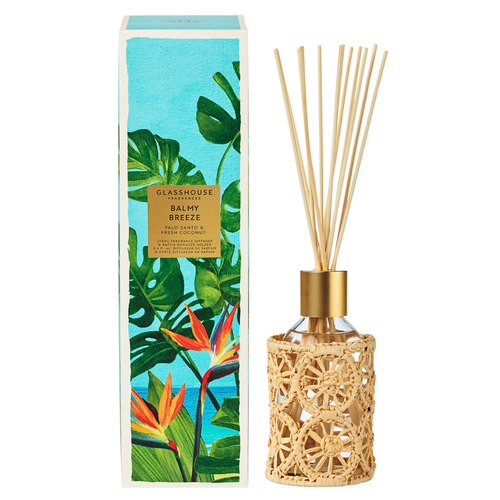 Glasshouse Fragrances Diffuser Balmy Breeze Palo Santo & Fresh Coconut 250mL