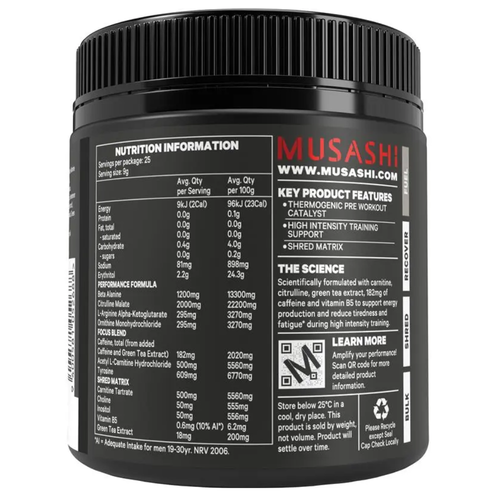 Musashi Pre Workout Shred Watermelon 225g