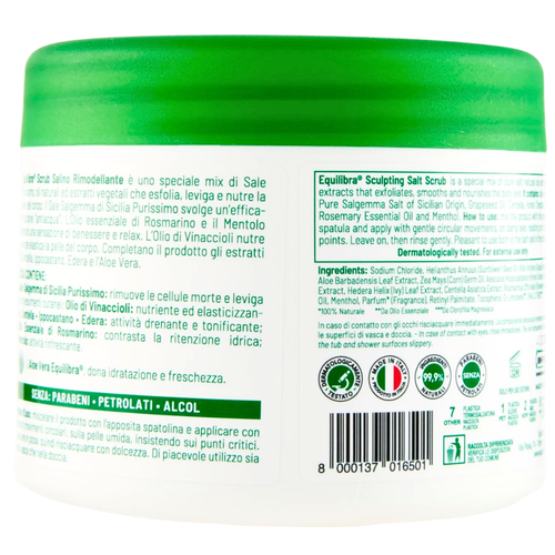 Equilibra Reshaping Salt Body Scrub Paraben Free 600mL side view