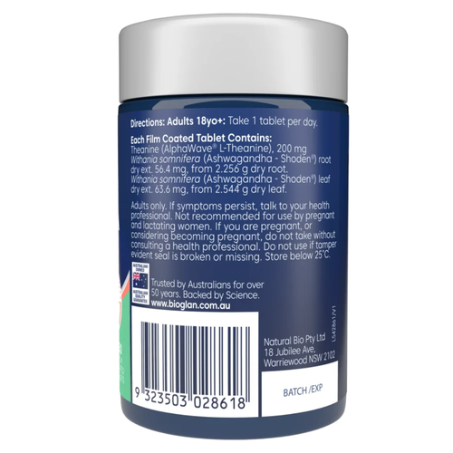 Bioglan L-Theanine + Ashwagandha 50 Tablets