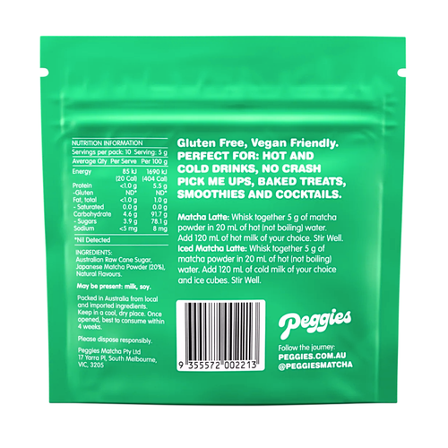 Peggies Peach Matcha 50g product image back